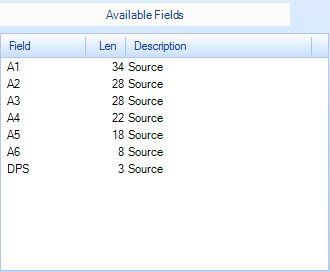 9. Available Fields Display