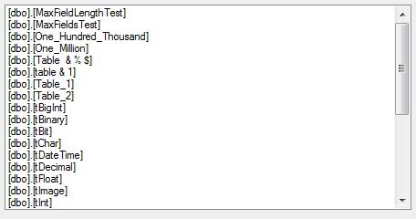 1. Table List